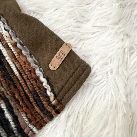 Women BKE Cowl Neck Pieced Turtleneck Pullover Relaxed Fit in Olive Size Small - Picture 6 of 8